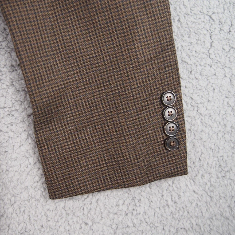 Ralph Lauren Chaps Mens Blazer 44R Brown Houndstooth Sports Coat Jacket‎